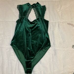 Green Velvet Lace Bodysuit